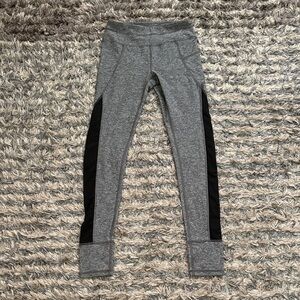 Black and Grey Sports Leggings with Mesh Cutouts Size XS